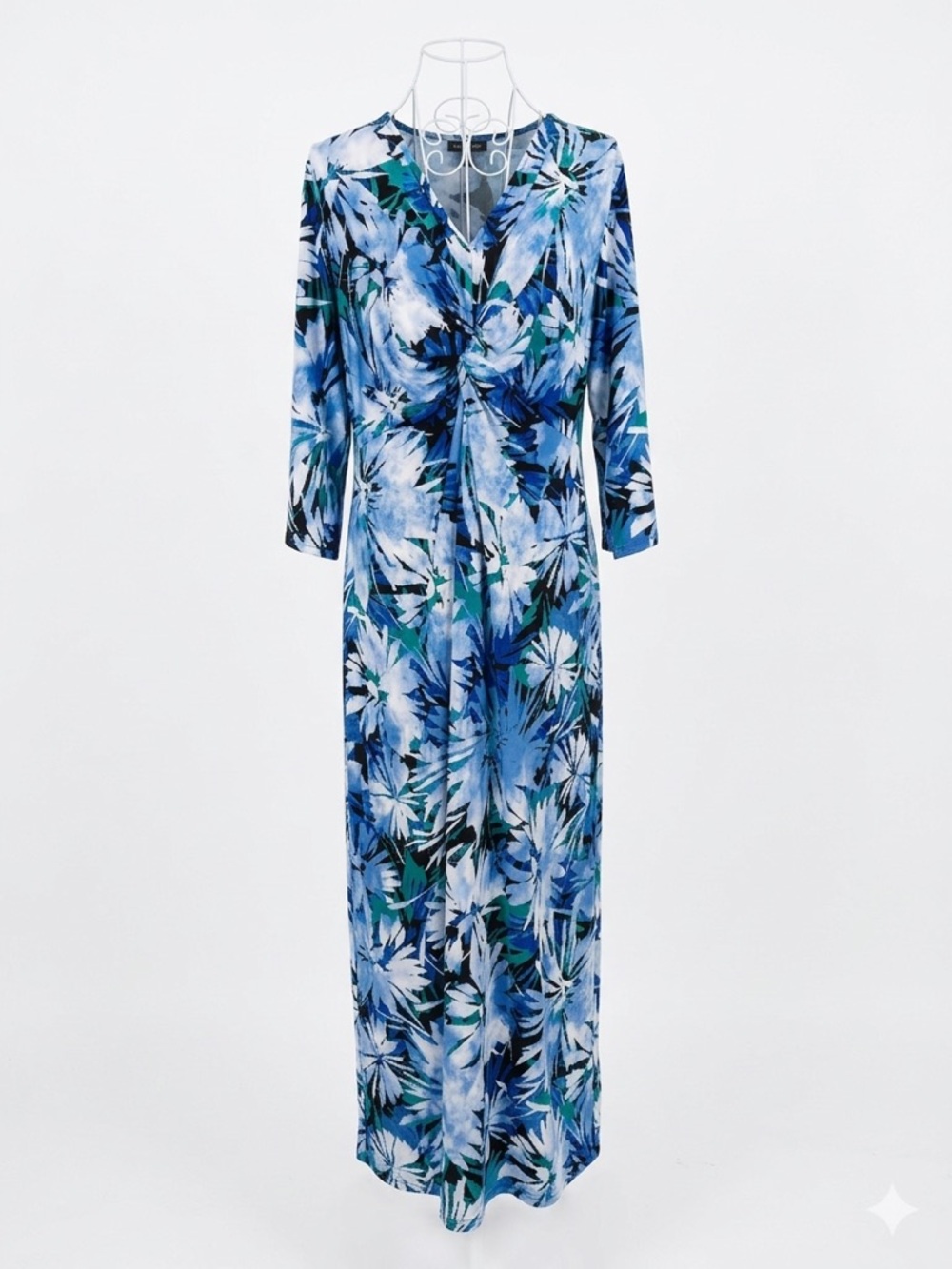 Catherines Blue & Green Tropical Print Maxi Dress Size 2x summertime beach NWT